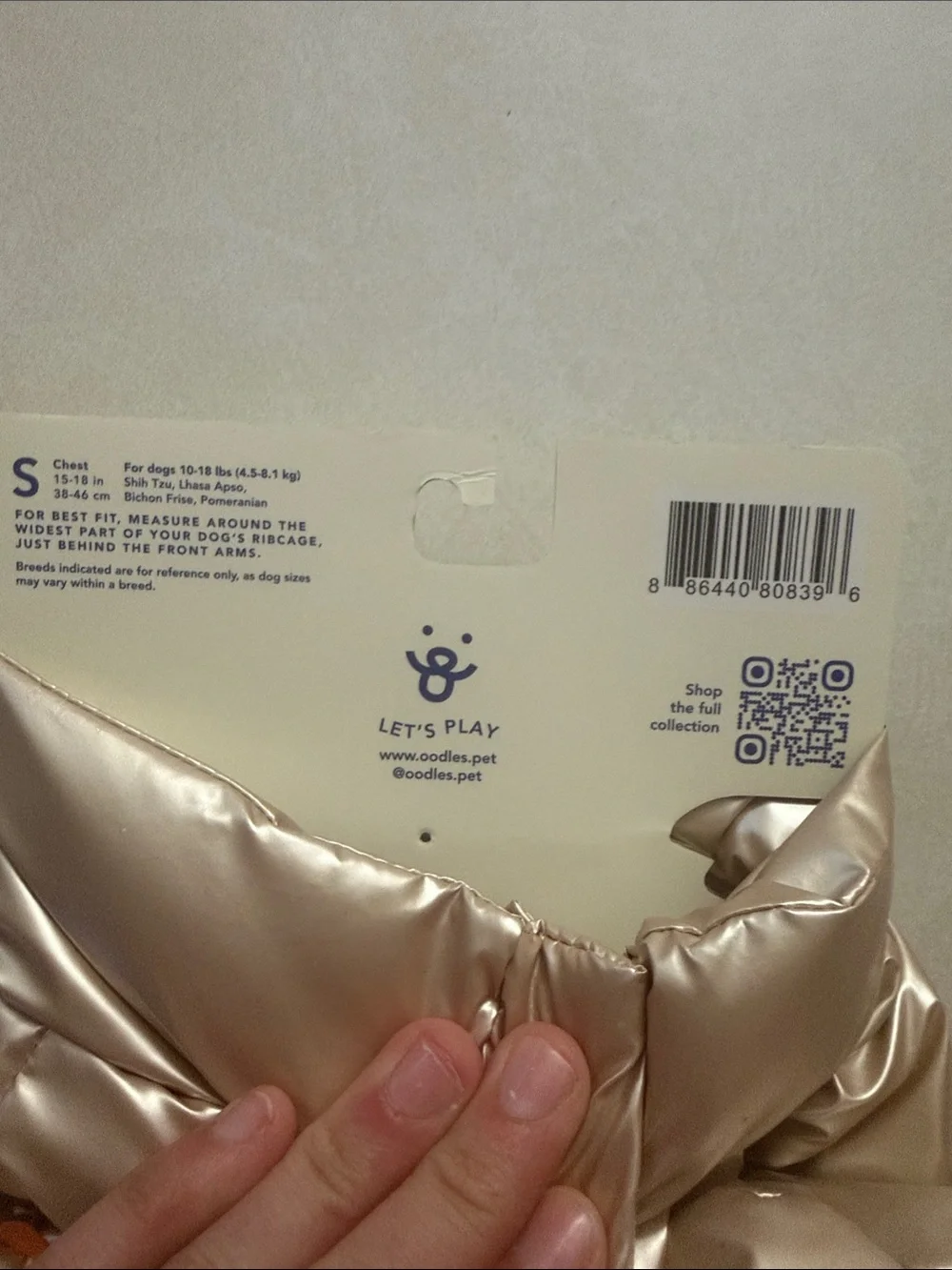Small Metallic Rose Gold Puffer Dog Jacket